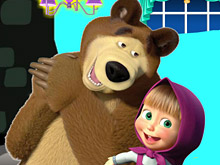 Маша и Медведь украшают комнату