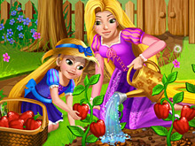 Рапунцель и дочь работают в саду