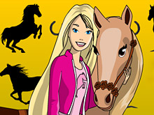 Раскраска Барби и лошадь